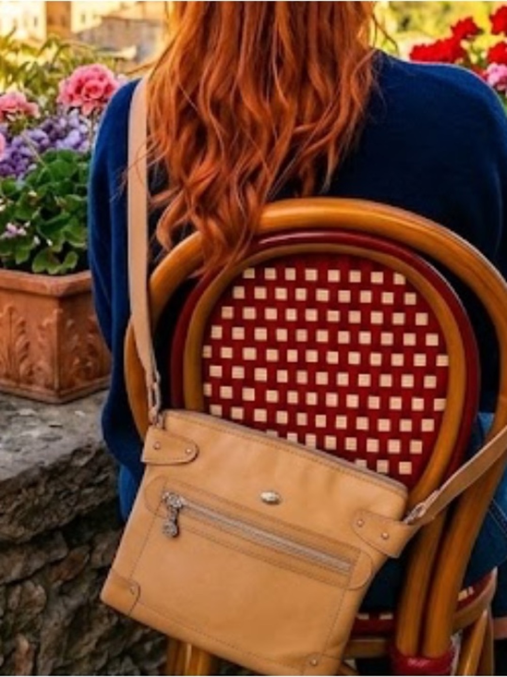 The Trend Made in Italy Genuine Leather Tan Crossbody Bag